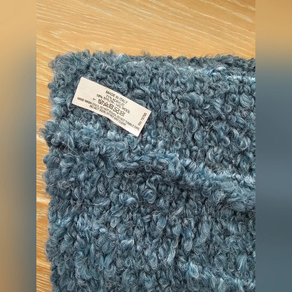 Made in Italy Teal Boucle Infinity Scarf | Chunky Knit Wool Blend Snood